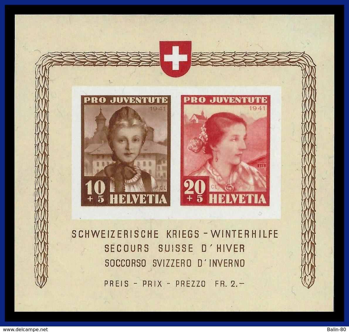1941 - Suiza - Scott Nº HB B 116 - MNH - Socorro De Invierno - SU- 080 - 04 - Nuevos
