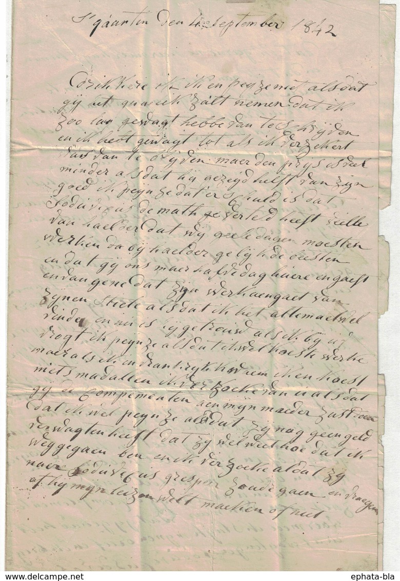 Pli De St-Quentin => Iseghem. 7/09/1842. Adressé à Mr Deryckere, Négociant En Brosses. Cachet Iseghem Type 18. - 1830-1849 (Belgique Indépendante)