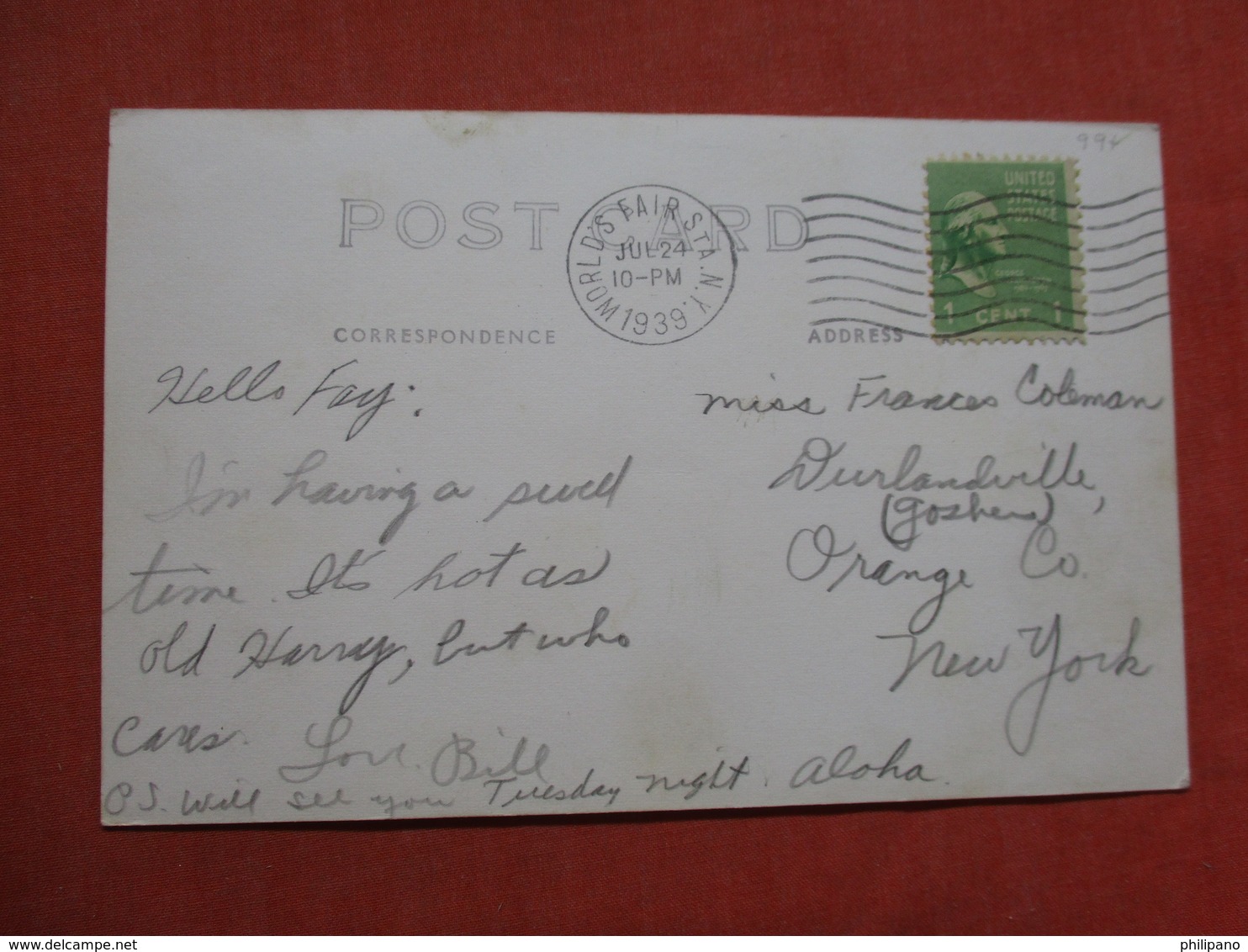 RPPC  Italian Bldg  NYWF      Ref 3739 - Other & Unclassified