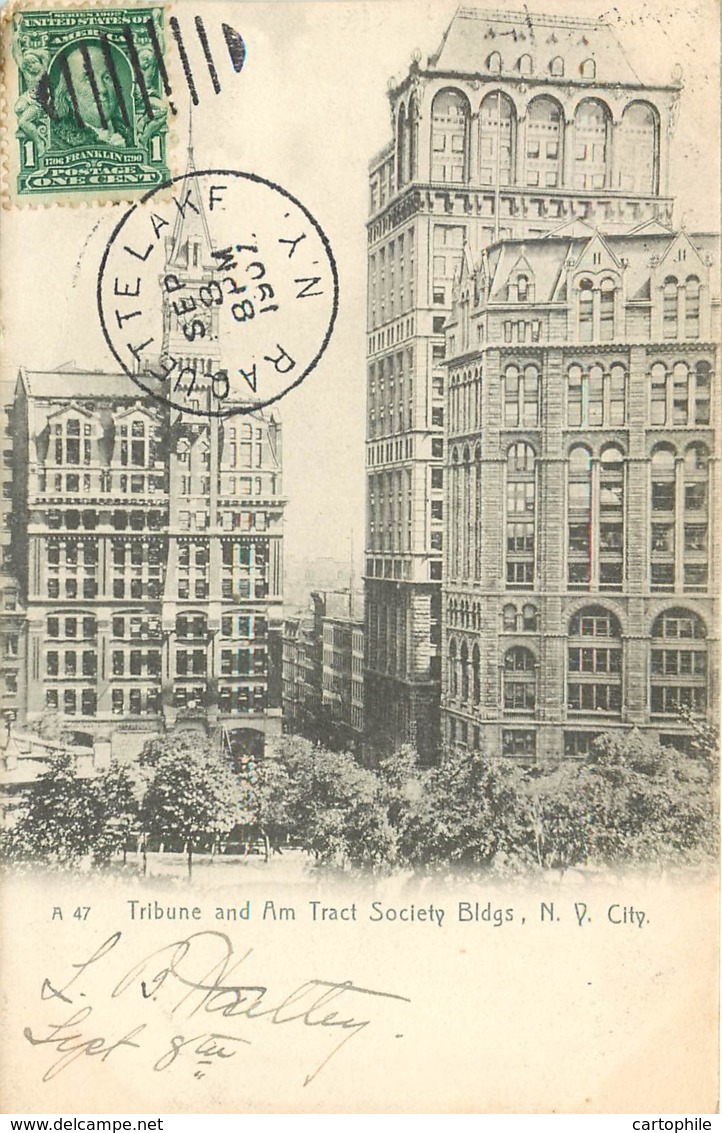 New York City - Tribune And Am Tract Society Buildings In 1907 - Other Monuments & Buildings