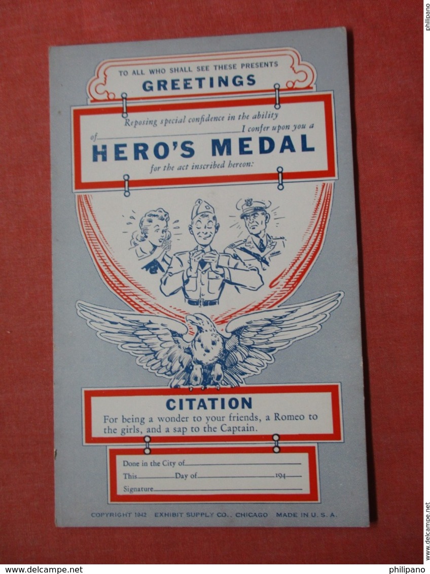 Citation--Hero's Medal  Ref 3739 - Humour