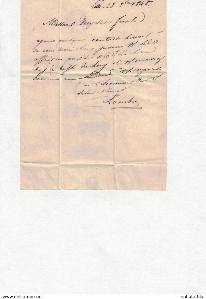 Pli De Lille => Iseghem. 28/10/1848. Marque De Passage: R. FRONT., Et France Par Mouscron. Rare. - 1830-1849 (Belgique Indépendante)