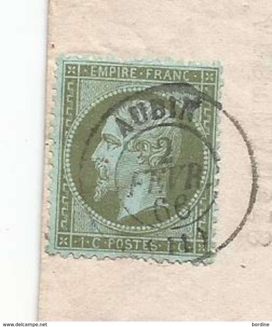 AUDE - AUBIN - Càd Type 15/TP Napoleon III N°19 Luxe - 1865 - 1862 Napoleon III