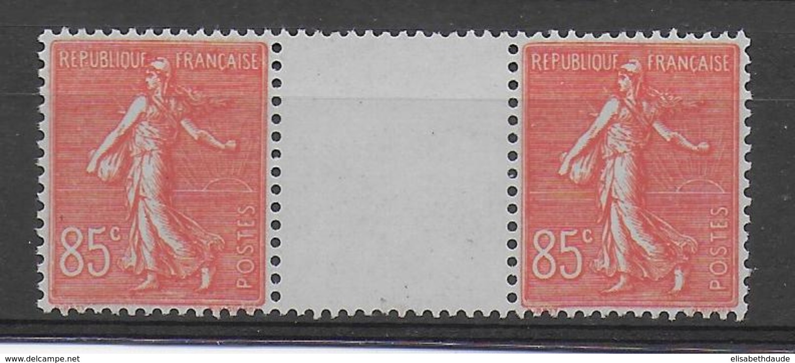 1924 - YVERT N° 204 PAIRE INTERPANNEAU ! ** MNH - COTE = 54++ EUR. - SEMEUSE - Neufs