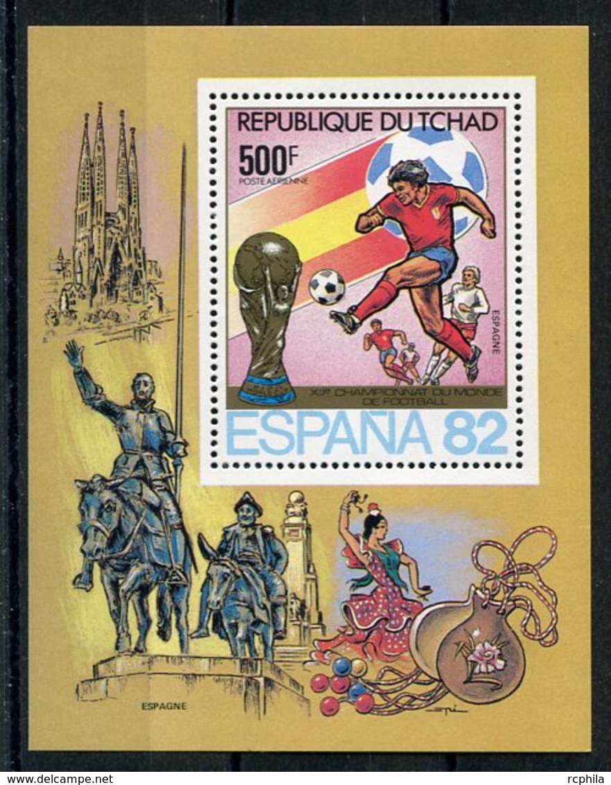 RC 14652 TCHAD COUPE DU MONDE DE FOOTBALL ESPAGNE 1982 BLOC FEUILLET NEUF ** MNH TB - Tschad (1960-...)