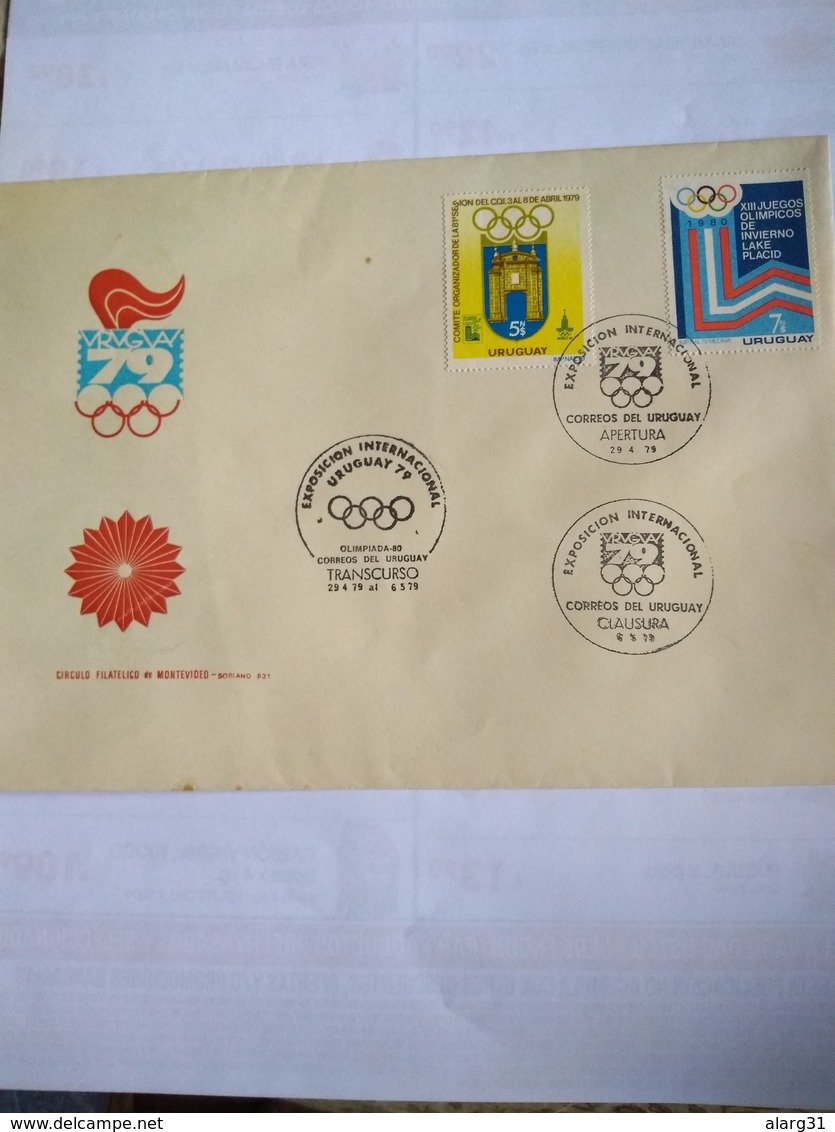 Uruguay Fdc SET Olimpic Moscow 80 & Lake Plácid  With 3 Pmks Of Philatelic Show Yvert  1014/5 - Summer 1980: Moscow