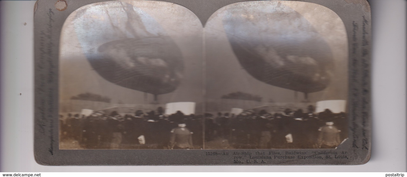 AIRSHIP FLIES BALDWINS CALIFORNIA LOUISIANA PURCHASE EXPOSITION Stéréoscopique Stéréoscope Carte Photo Stéréo - Aviación