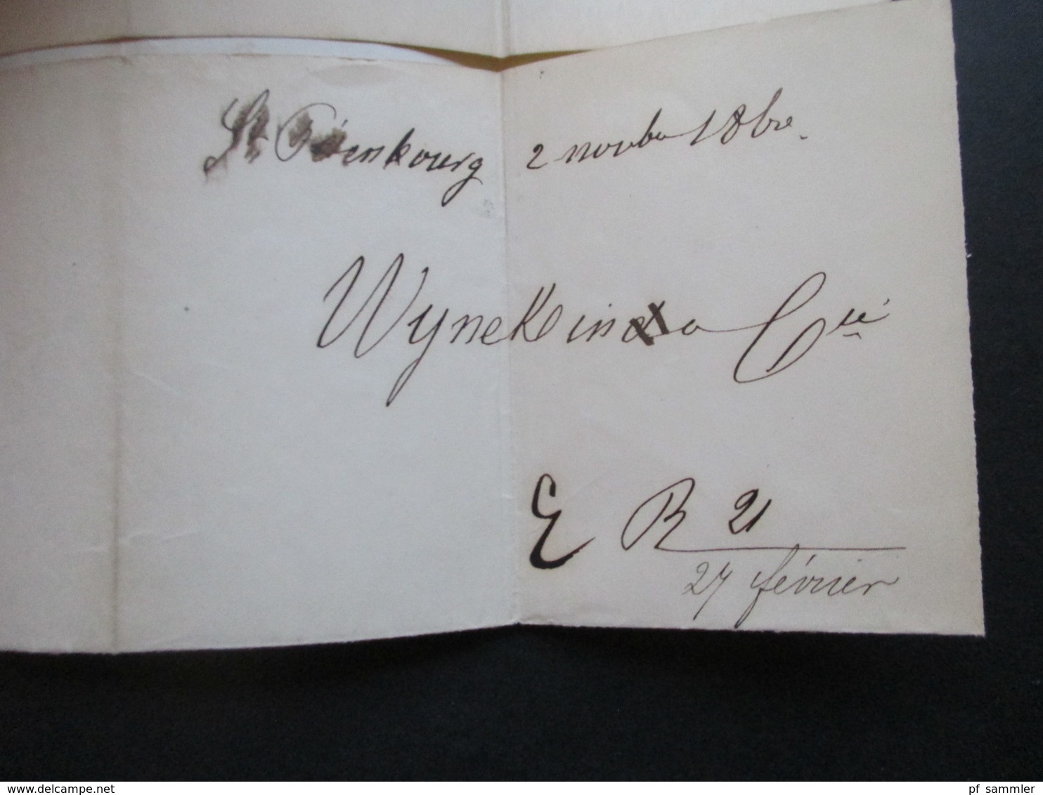 Russland 1860 Beleg nach Paris mit vielen Stempeln L1 Aus Russland und Porto  / P. 35 und roter Franz. Stempel