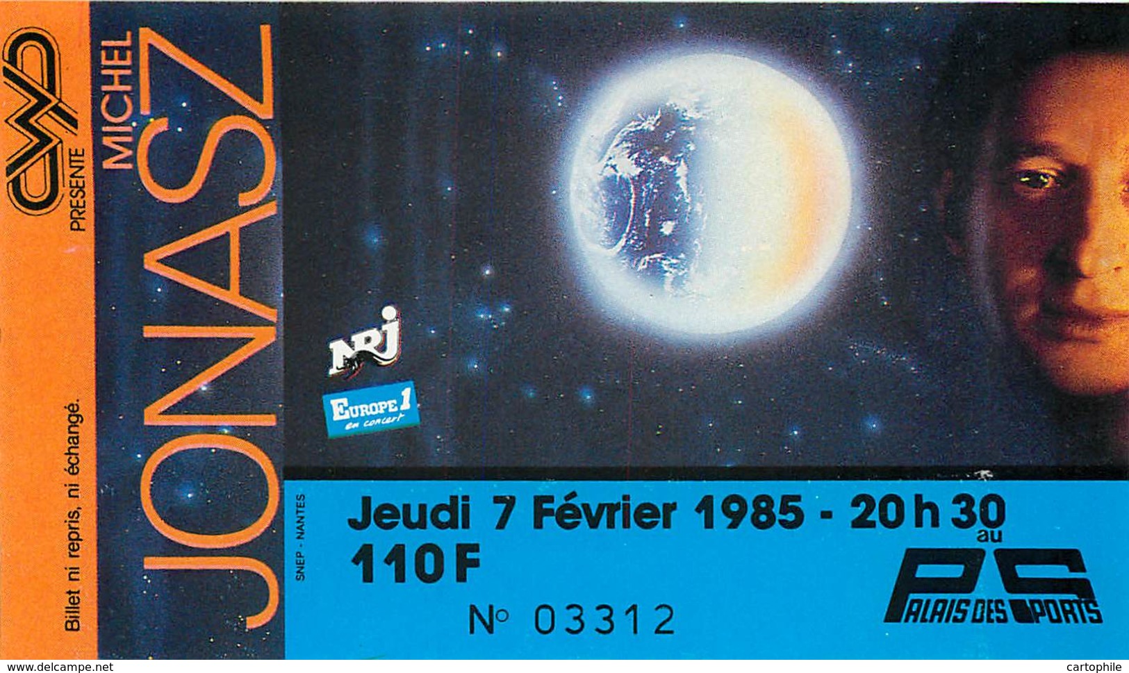 Ticket De Concert - Michel Jonasz - 7 Février 1985 - Paris Palais Des Sports - Tickets De Concerts