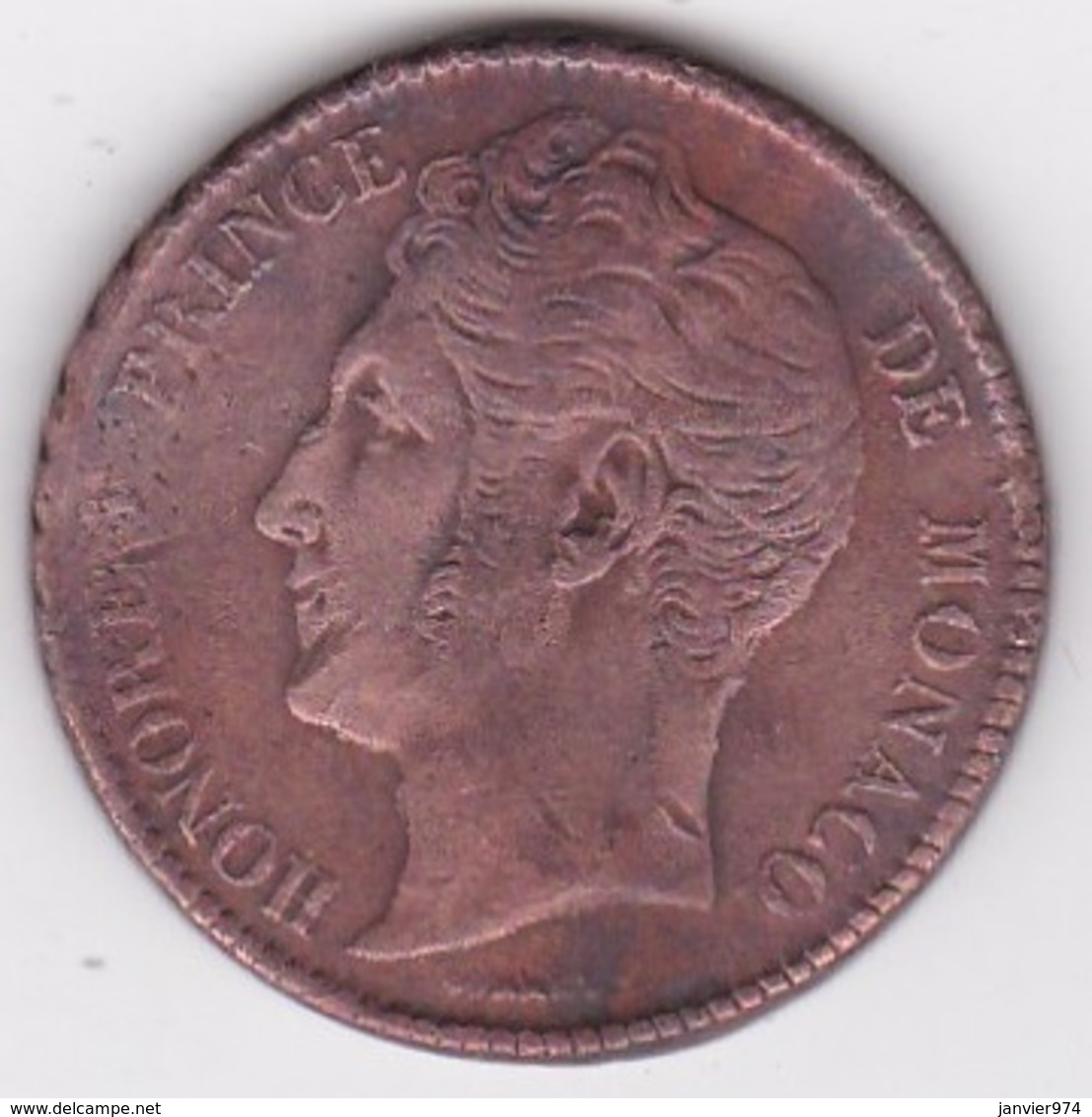Monaco 5 Centimes 1837 MC. Honore V, Grosse Tête. Cuivre Rouge - Charles III.