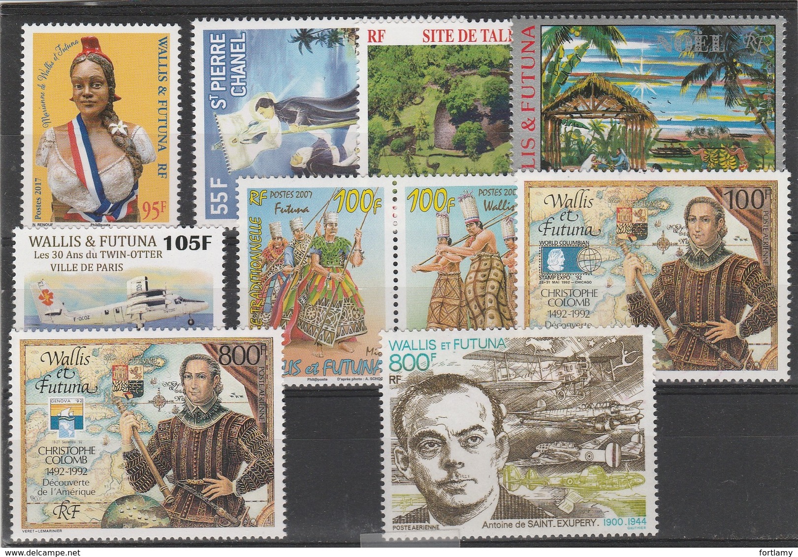 LOT 262 WALLIS ET FUTUNA N°804-836-819-858-689-690-PA 164-173-174-183 ** FACIALE - Collections, Lots & Series