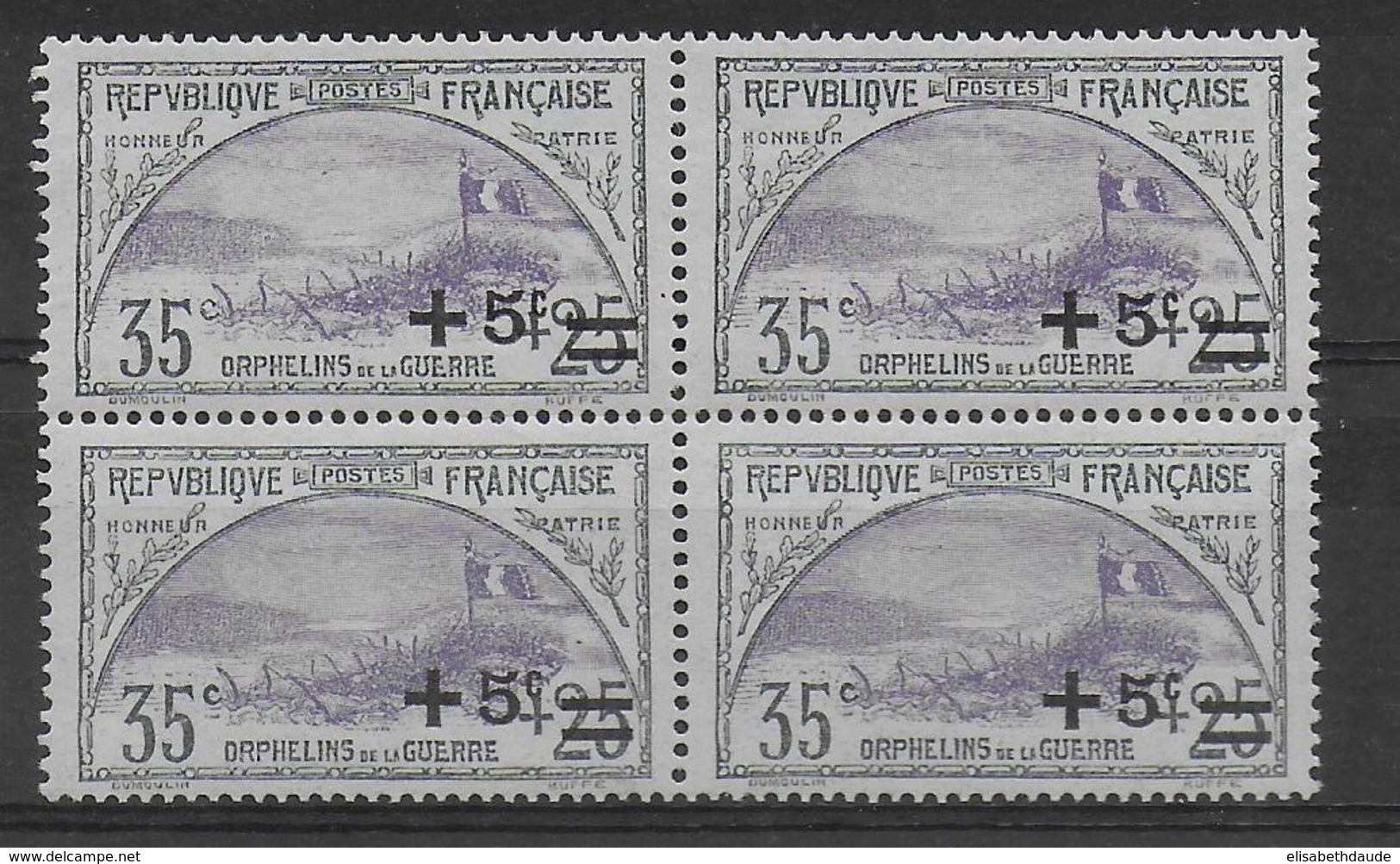 1922 - YVERT N° 166 BLOC De 4 ! ** MNH - COTE = 140 EUR. - ORPHELINS - Neufs