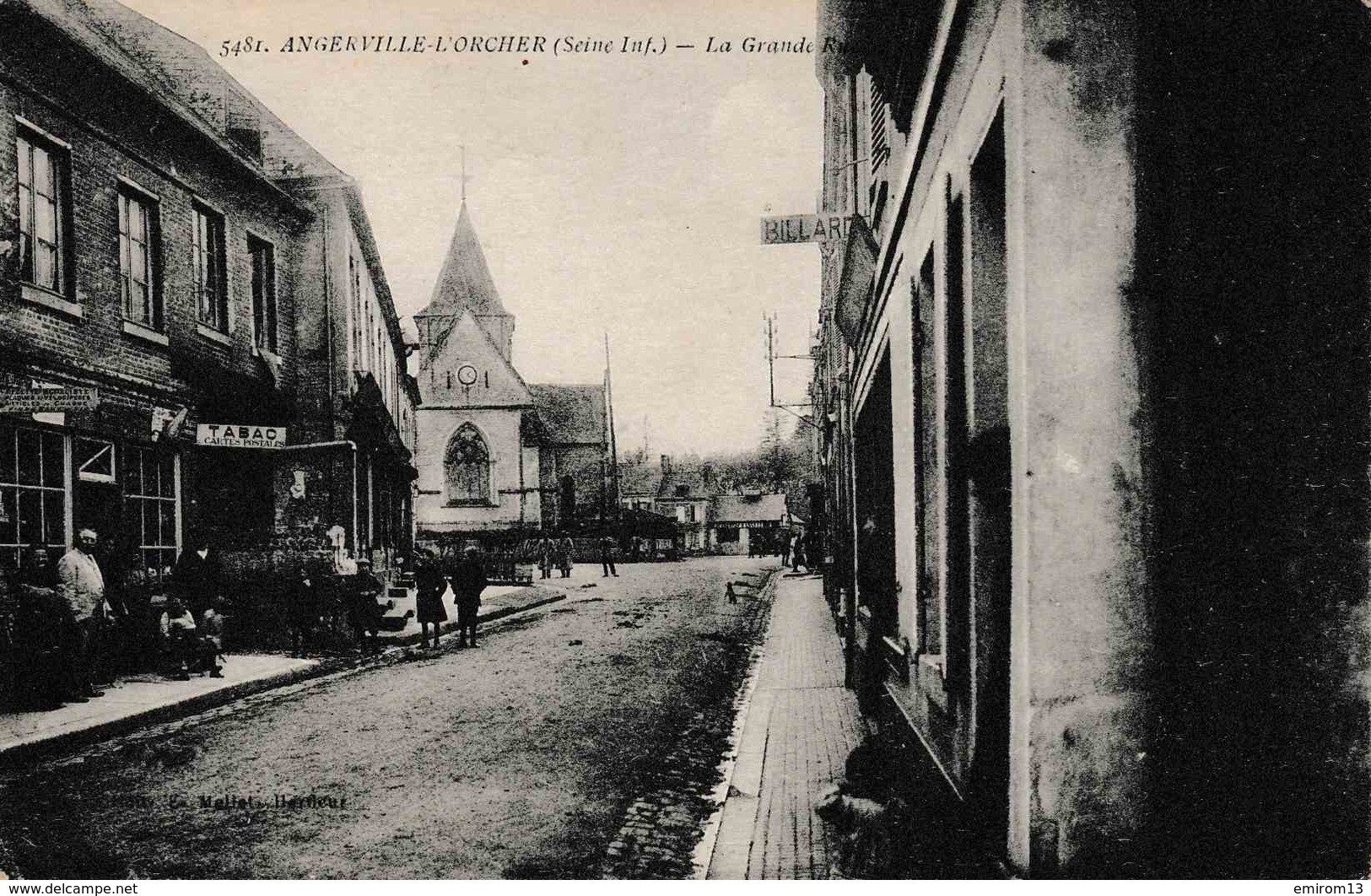 [76] Angerville L’Orcher La Grande Rue Magasin De Tabac Et Cartes Postales Billard! Animation - Andere & Zonder Classificatie