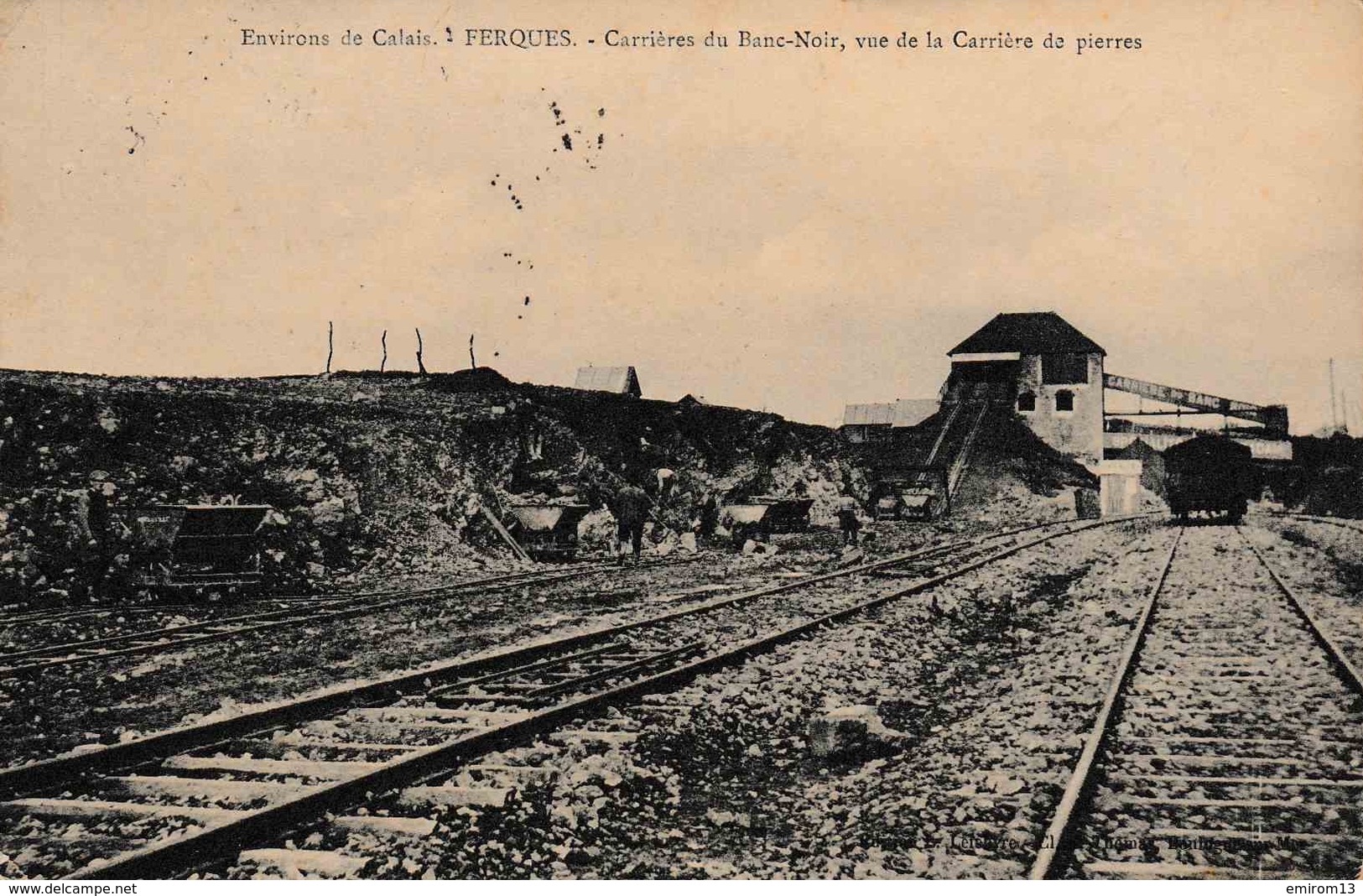 [62] FERQUES Environs De Calais. Carrières Du Banc-Noir, Vue De La Carrière De Pierres Rails De Chemin De Fer - Andere & Zonder Classificatie