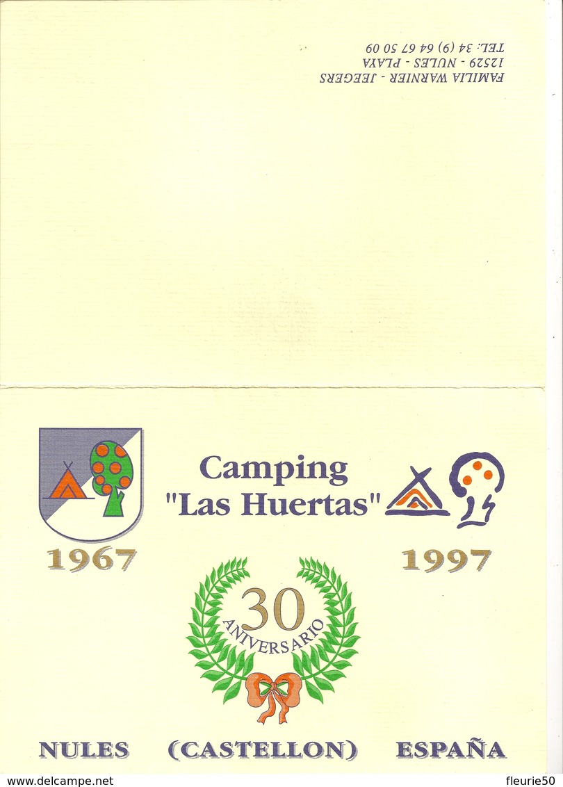 PUBLICITE - Camping "Las Huertas" Nules (Castellon) Espagne. - Autres & Non Classés