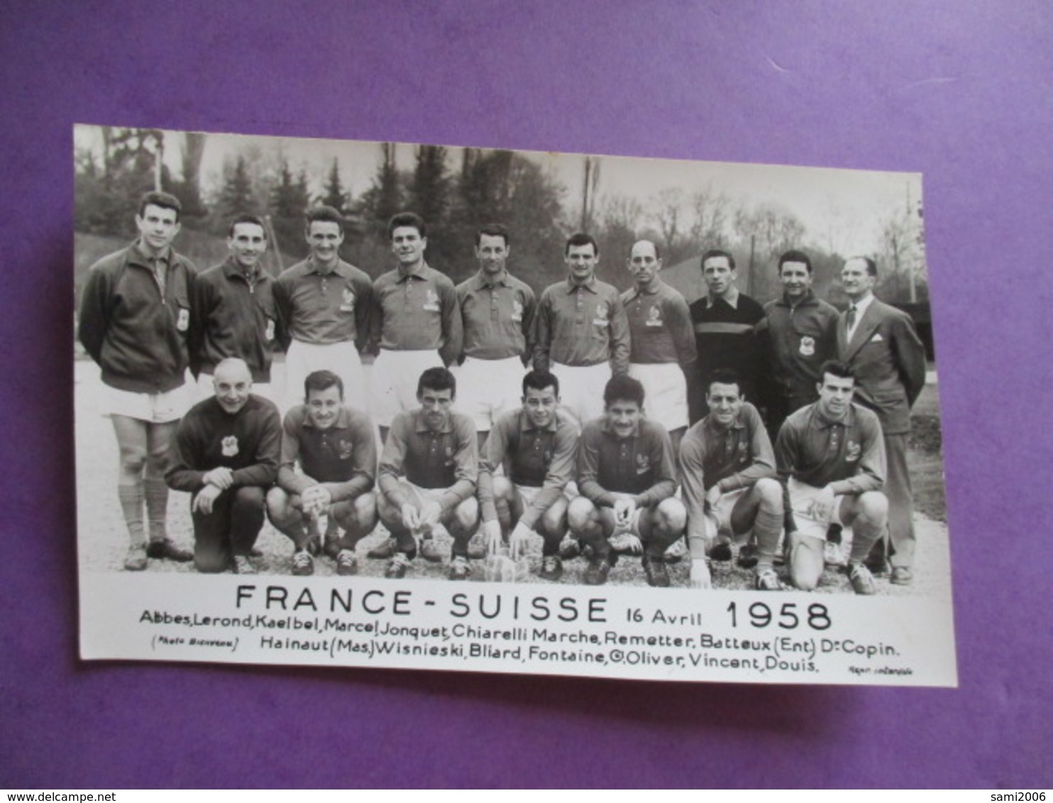 PHOTO EQUIPE DE FOOT FRANCE SUISSE 16 AVRIL 1958 - Sporten