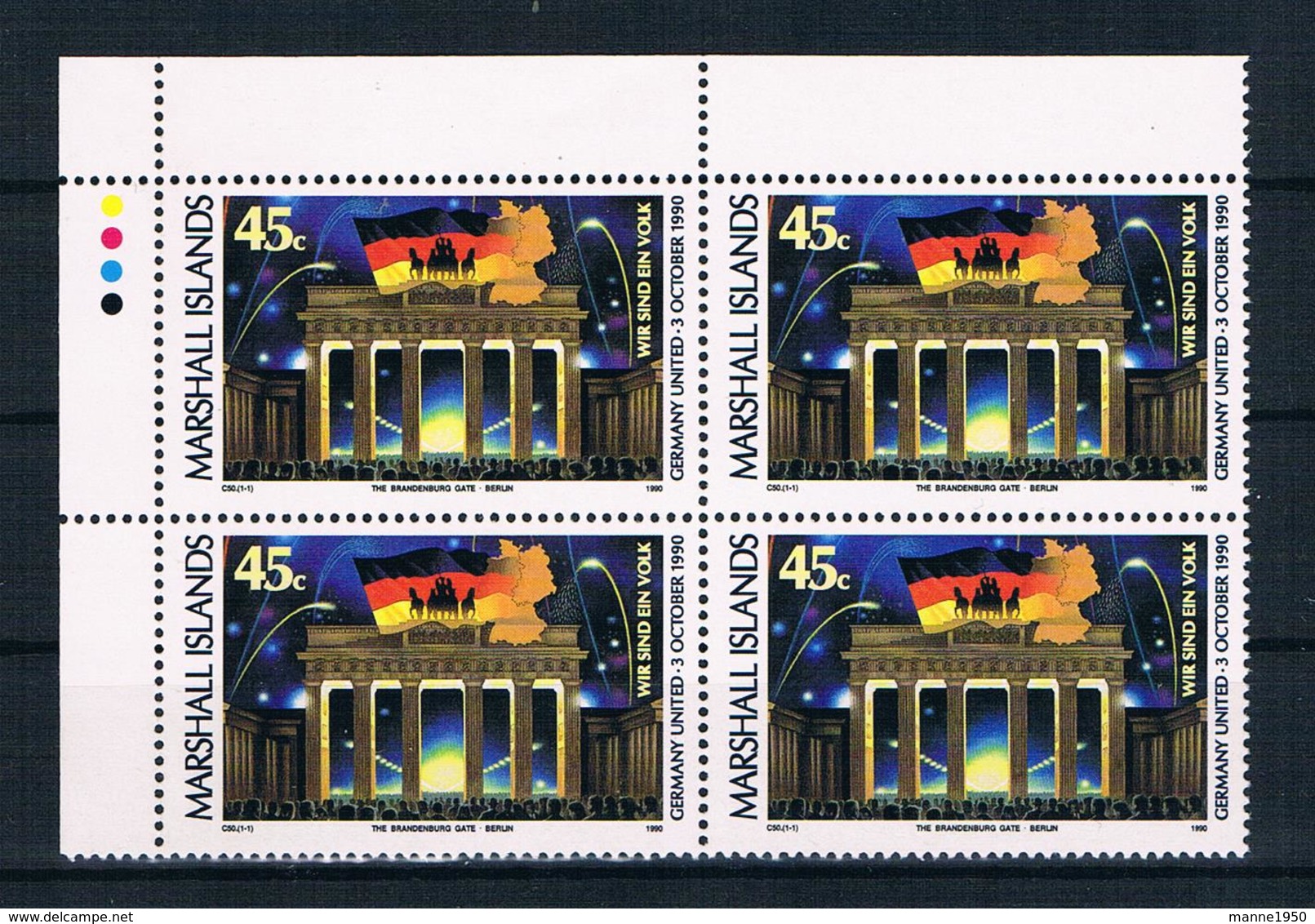 Marshallinseln 1990 Brandenburgertor Mi.Nr. 320 4er Block ** - Marshallinseln