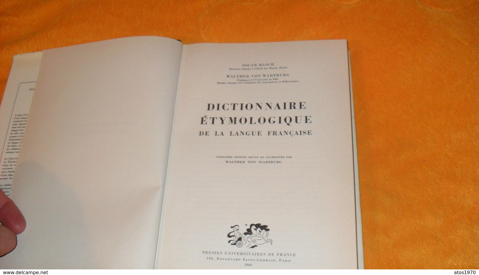 LIVRE DE 1968...DICTIONNAIRE ETYMOLOGIQUE DE LA LANGUE FRANCAISE...PRESSES UNIVERSITAIRES DE FRANCE.. - Dictionnaires