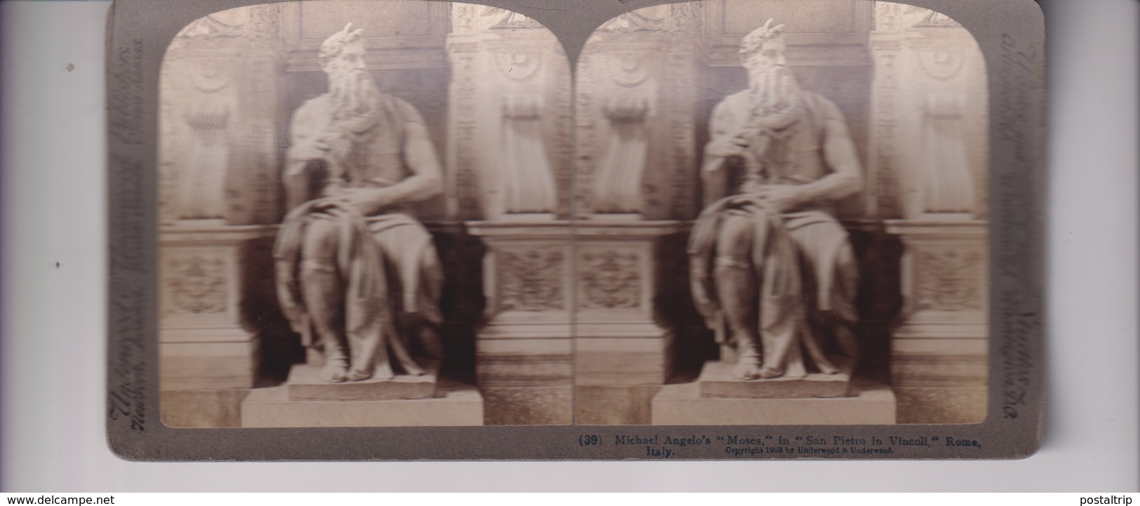 ITALY ITALIA  Michael Angelo's Moses   ROME UNDERWOOD  Stéréoscopique Stéréoscope Carte Photo Stéréo - Fotos Estereoscópicas