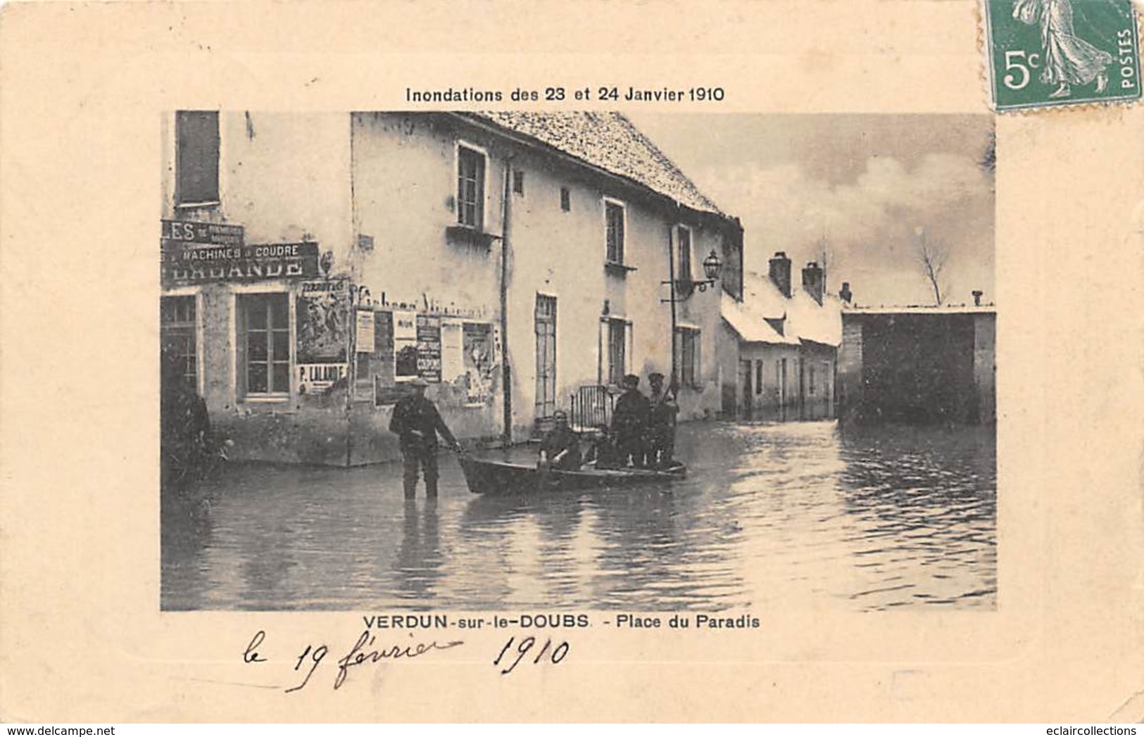 Verdun Sur Le Doubs           71       Inondations De 1910.  Place Du Paradis                     (voir Scan) - Sonstige & Ohne Zuordnung