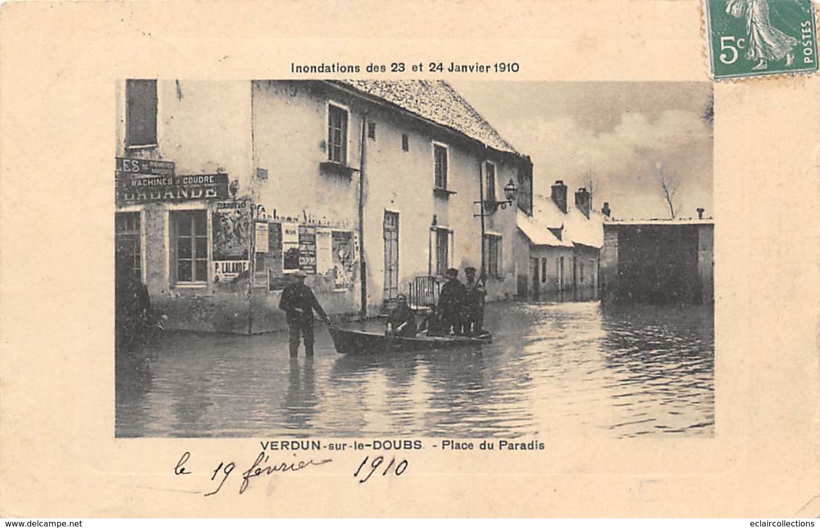 Verdun Sur Le Doubs           71       Inondations De 1910.  Place Du Paradis                     (voir Scan) - Autres & Non Classés