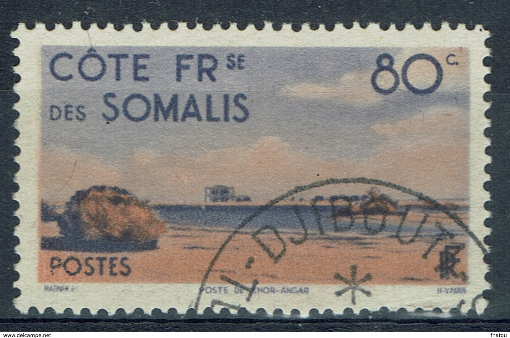 French Somali Coast, 80c., Khor-Angar, 1947, VFU - Used Stamps