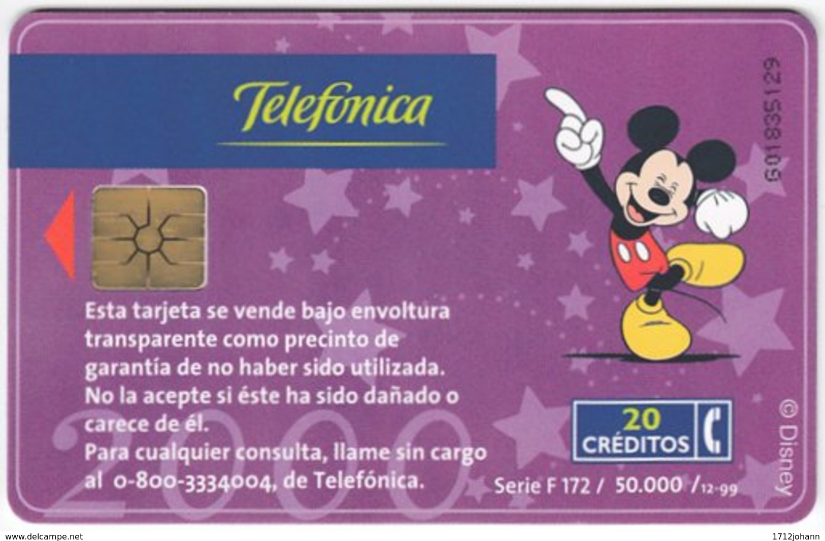 ARGENTINIA A-396 Chip Telefonica - Advertising, Walt Disney World - Used - Argentinien