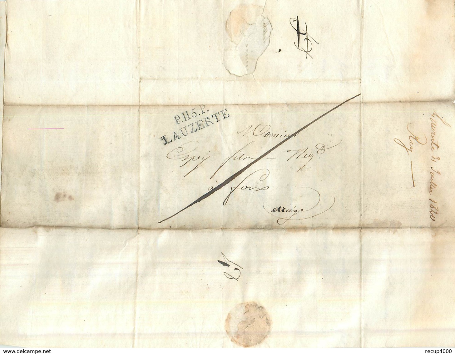 LETTRE   1820  De Lauzerte à Foix  Marque Linéaire    2scans - 1801-1848: Précurseurs XIX