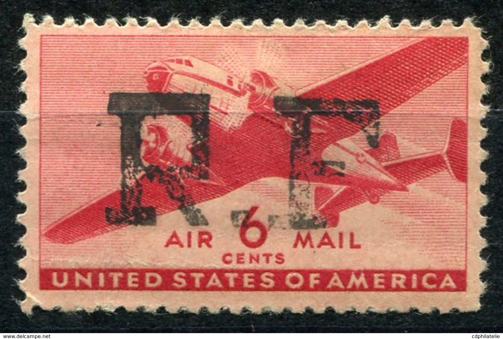 FRANCE POSTE NAVALE LE 6 CENTS U.S.A. SURCHARGE RF (ALGER TYPE III) N°18 * - Military Airmail