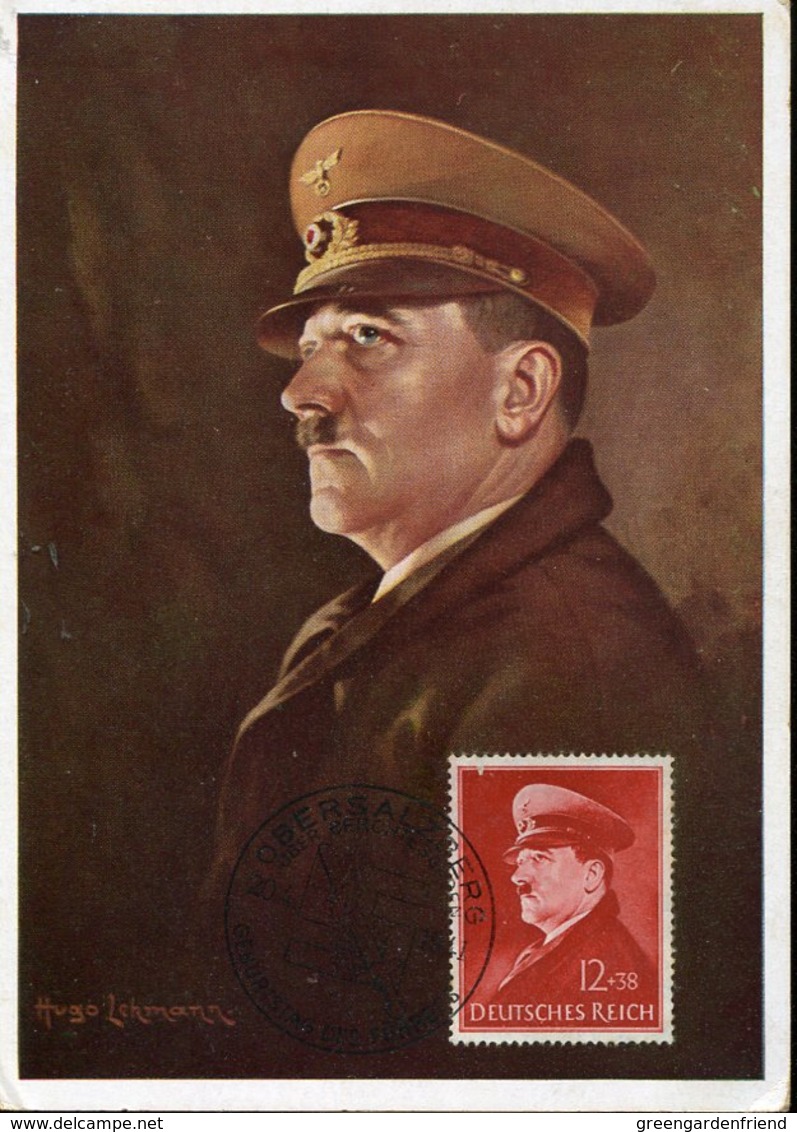 49306 Germany Reich Maximum Hitler, Postmark Obersalzberg 20.4.1941 Original Painting Of Hugo Lehmann !!!! (mi-772 - Briefe U. Dokumente