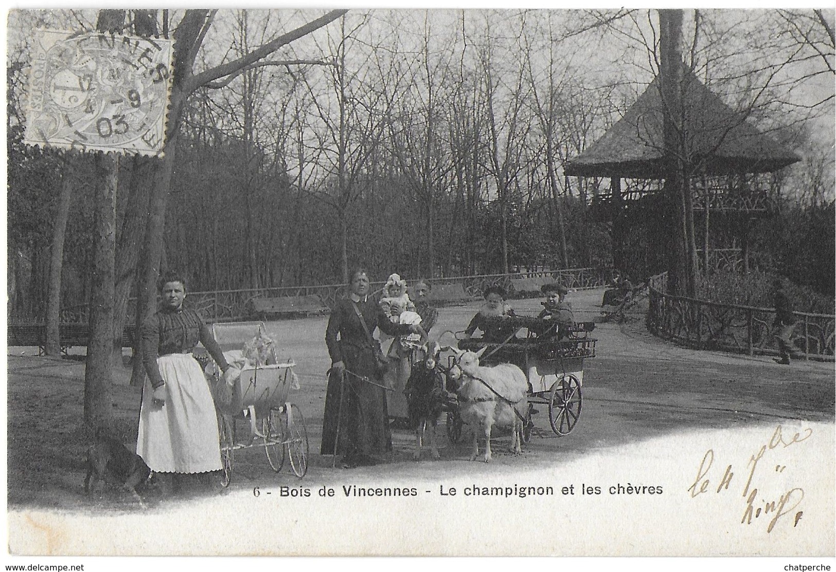 VINCENNES 94 VAL DE MARNE 6 BOIS DE VINCENNES LE CHAMPIGNON ET LES CHÈVRES ATTELAGE LANDAU  DOS NON DIVISE - Vincennes