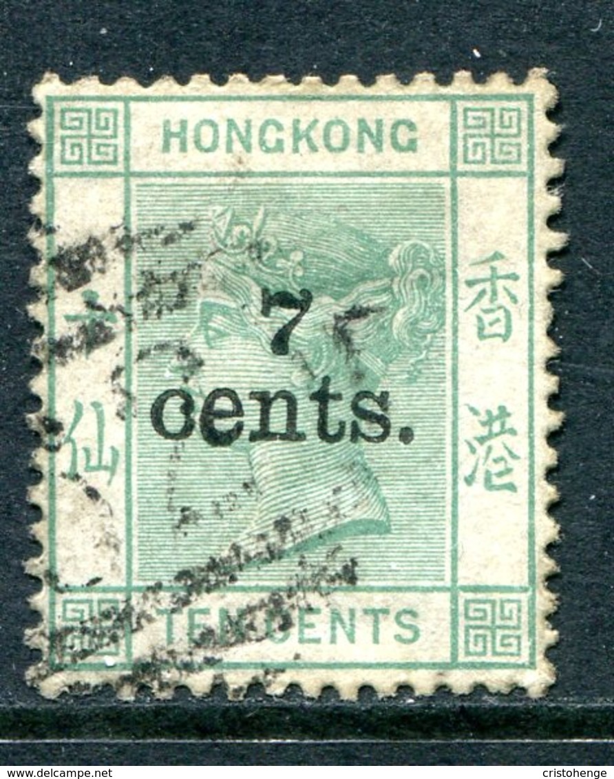 Hong Kong 1891 QV - Wmk. CA - Surcharges - 7c On 10c Green Used (SG 43) - Gebraucht