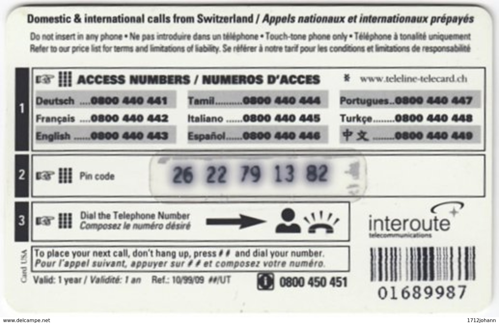 SWITZERLAND C-447 Prepaid Teleline - Traffic, Boat - Used - Suisse