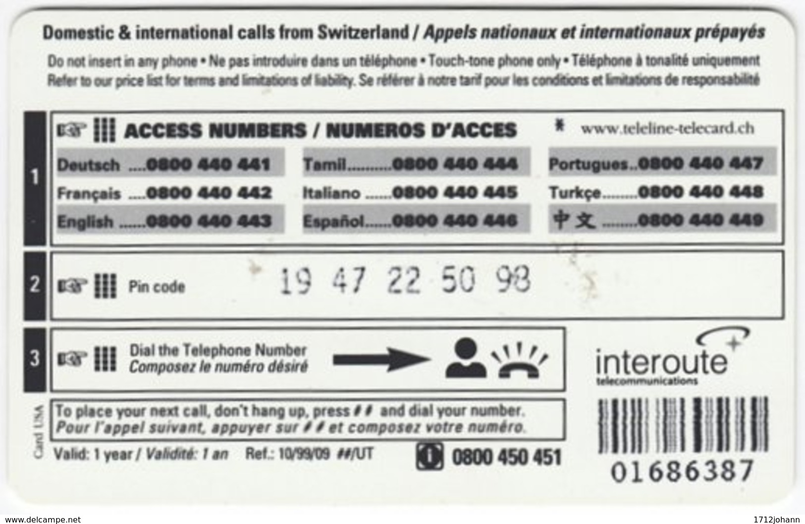 SWITZERLAND C-448 Prepaid Teleline - Traffic, Boat - Used - Suisse