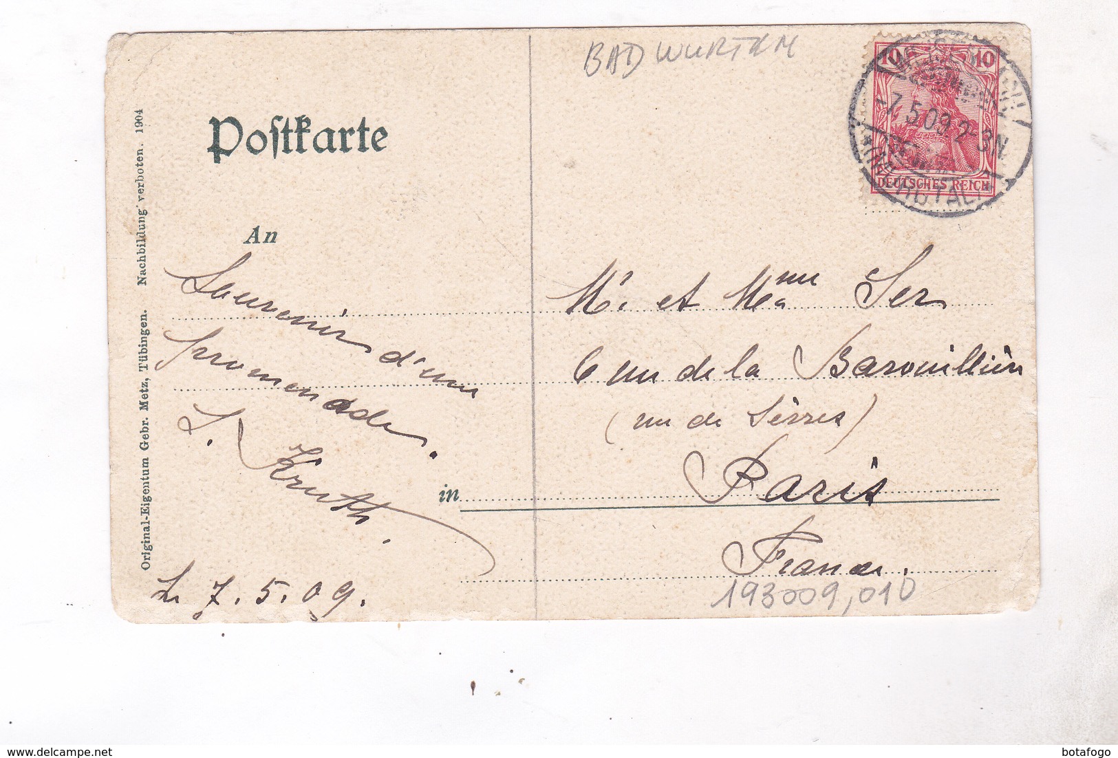 CPA  GERNSBACH En 1909! (voir Timbre) - Gernsbach