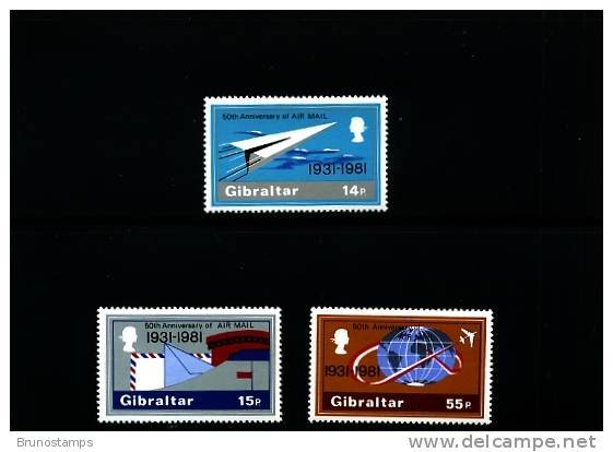 GIBRALTAR - 1981  ANNIVERSARY OF AIR MAIL  SET   MINT NH - Gibraltar