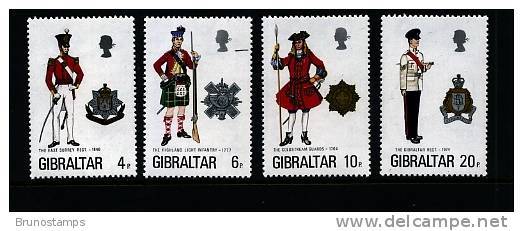 GIBRALTAR - 1975  MILITARY UNIFORMS  SET  MINT NH - Gibilterra