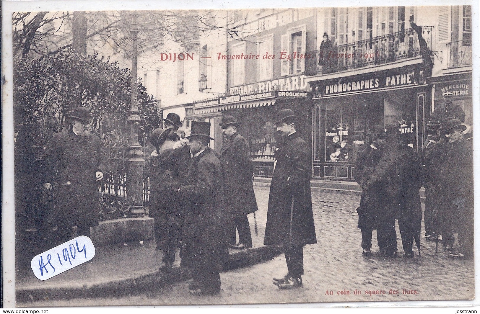 DIJON- INVENTAIRE DES EGLISES- AU COIN DU SQUARE DES DUCS- DROGUERIE BOTTARD- PHONOGRAPHES PATHE- 3 FEVRIER 1906 - Dijon