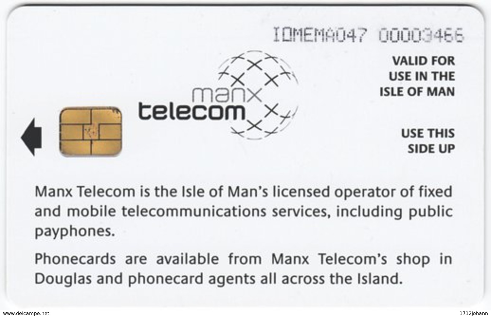 ISLE OF MAN A-034 Chip Telecom - Used - [ 6] Isle Of Man