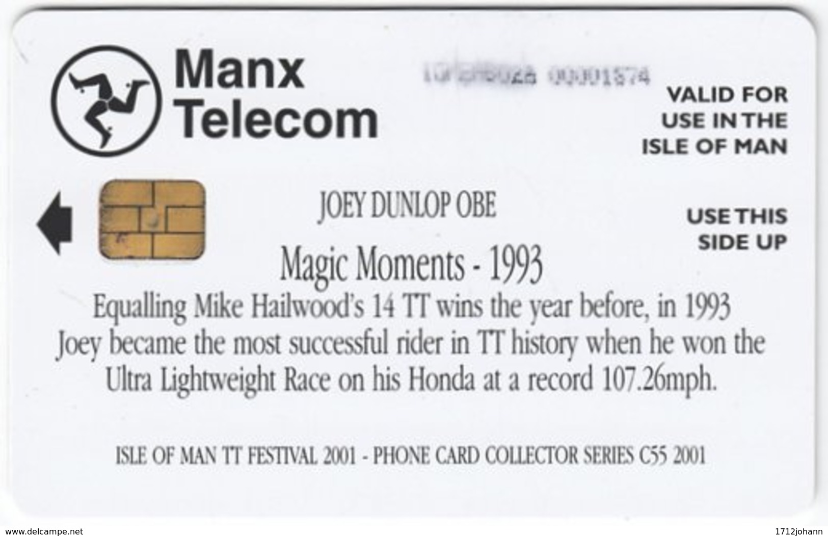 ISLE OF MAN A-037 Chip Telecom - Sport, Motorbike Race - Used - [ 6] Isle Of Man