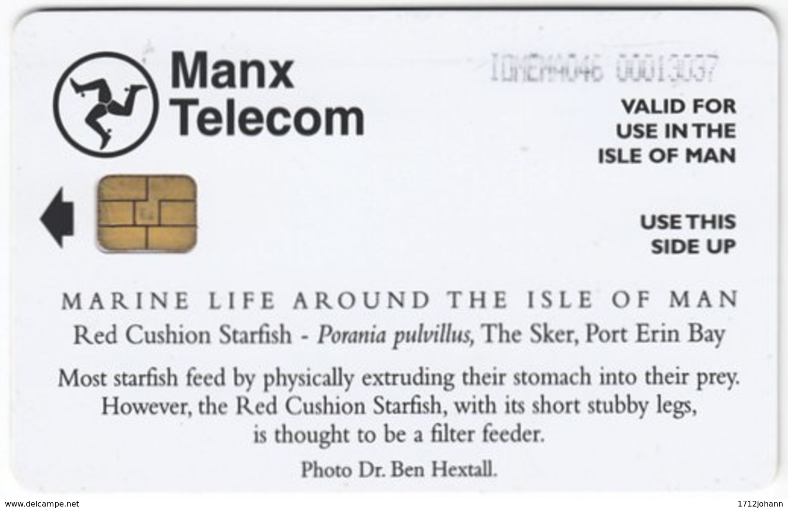 ISLE OF MAN A-041 Chip Telecom - Animal, Sea Life, Starfish - Used - [ 6] Isle Of Man