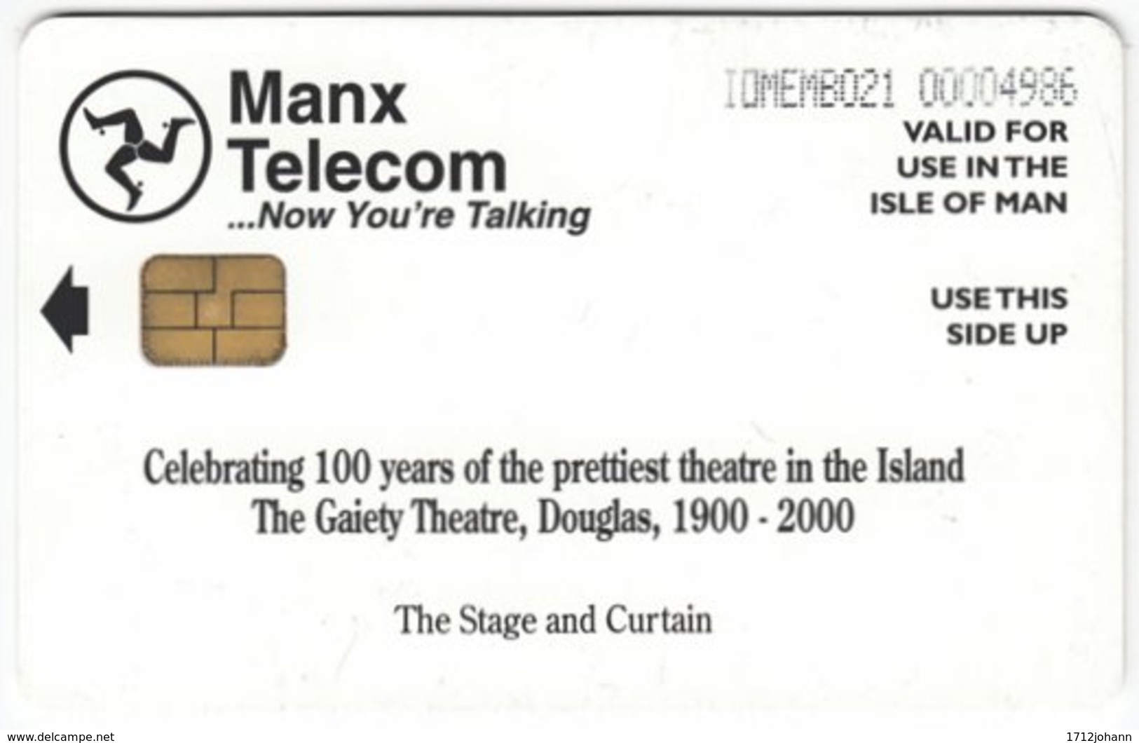 ISLE OF MAN A-042 Chip Telecom - Culture, Theatre - Used - [ 6] Isle Of Man