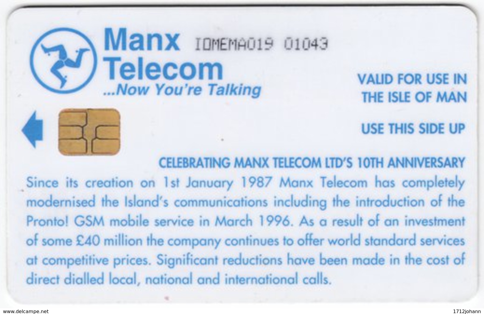 ISLE OF MAN A-046 Chip Telecom - Used - Isola Di Man