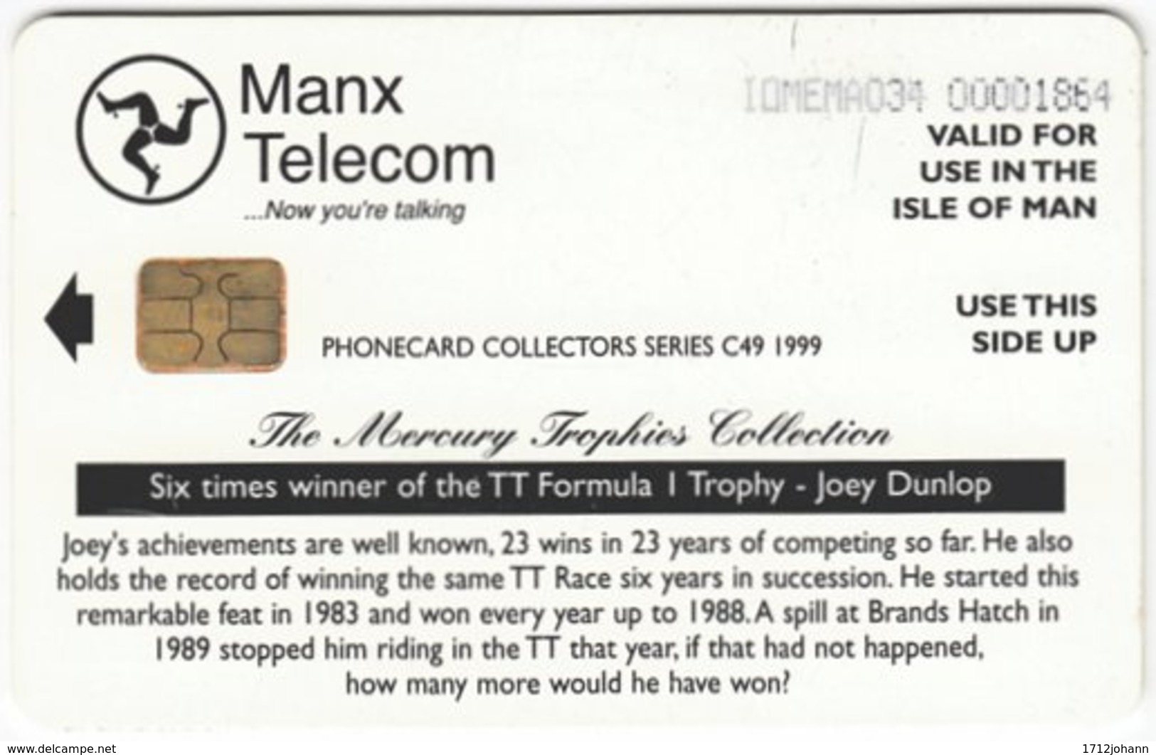 ISLE OF MAN A-050 Chip Telecom - Sport, Motorbike Race - Used - [ 6] Isle Of Man