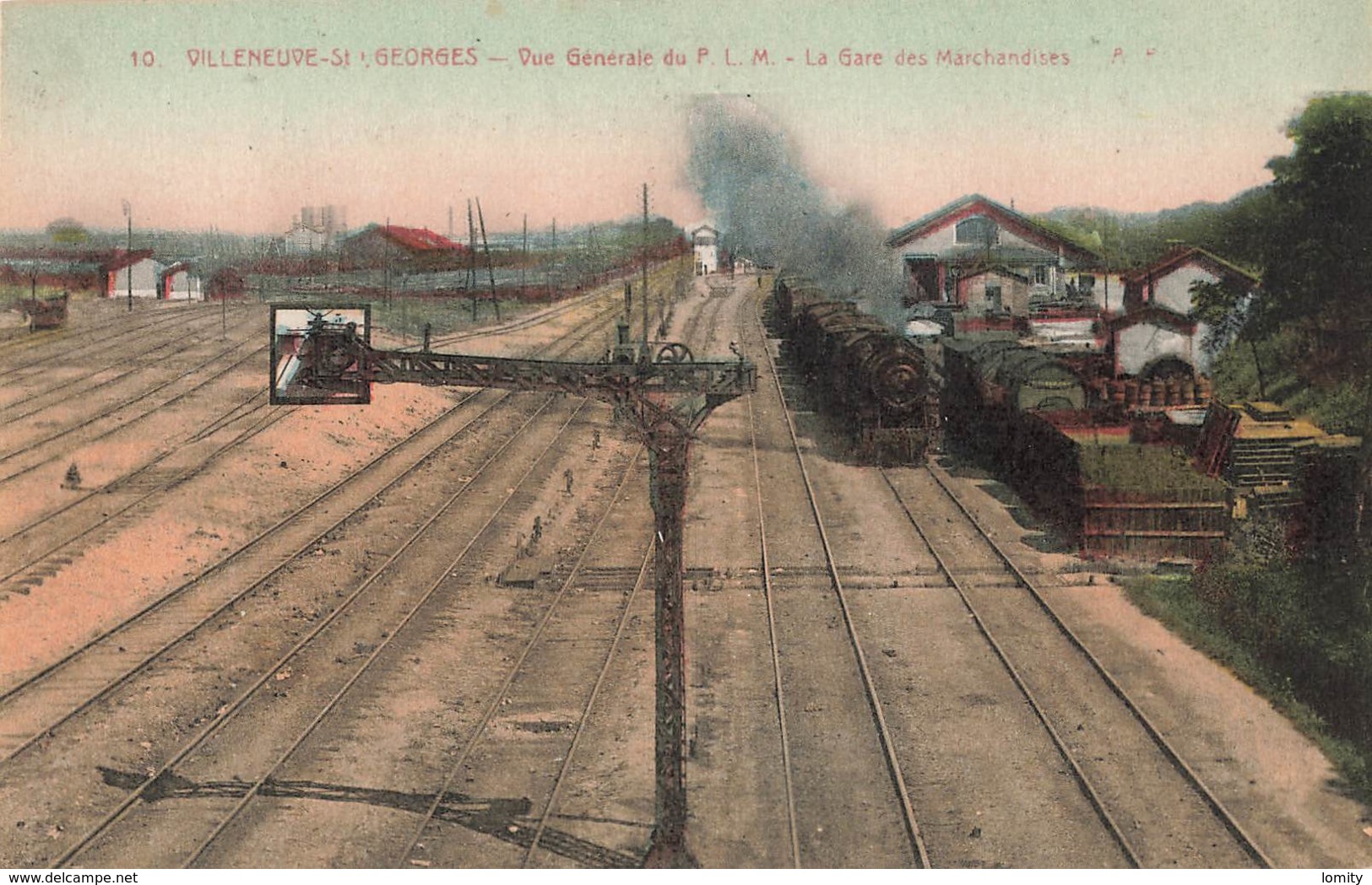 94 Villeneuve St Saint Georges Vue Générale Du PLM  La Gare Des Marchandises Train Locomotive à Vapeur - Villeneuve Saint Georges