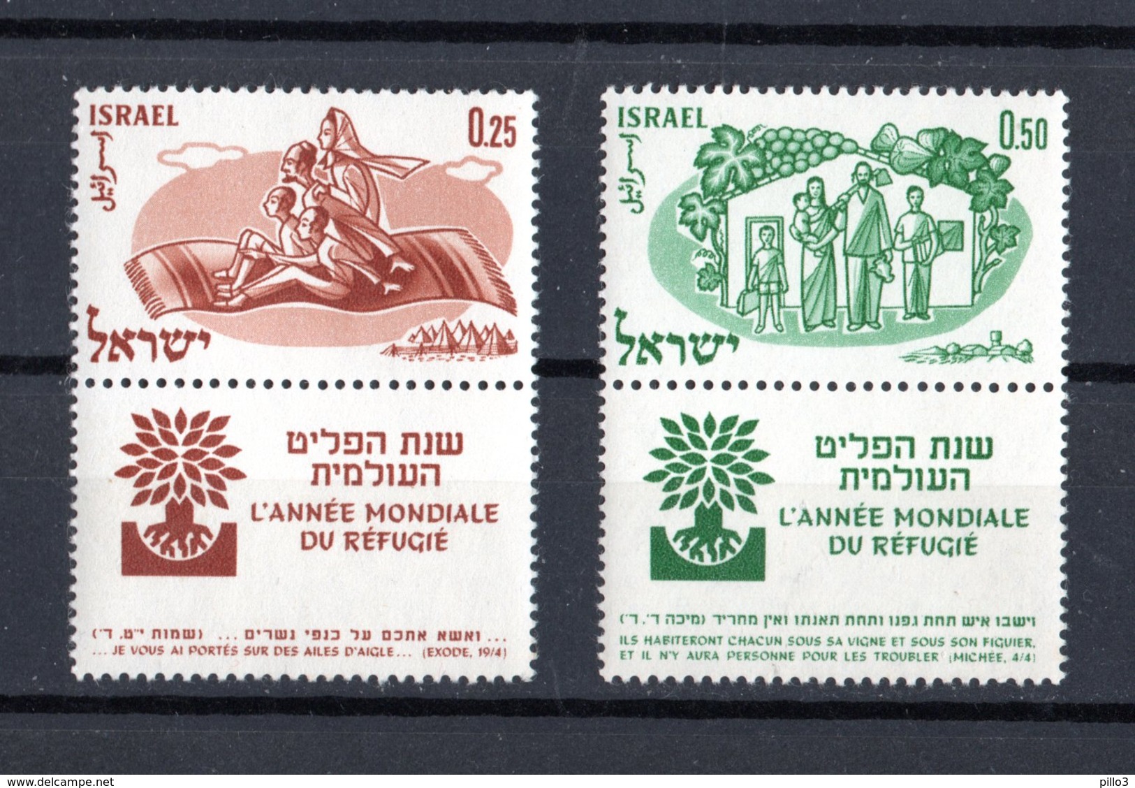 ISRAEL :  Anno Mondiale Del Rifugiato  -  2 Val. MNH**  Con Tab  Del  7.04.1960 - Nuovi (con Tab)