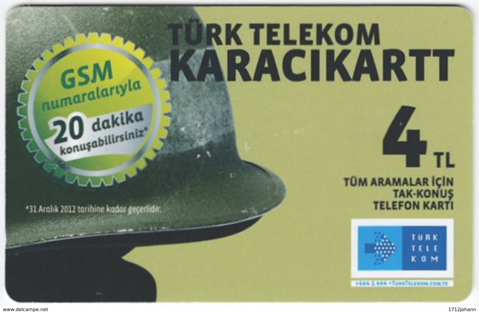 TURKEY C-330 Chip Telekom - Military, Helmet - Used - Türkei
