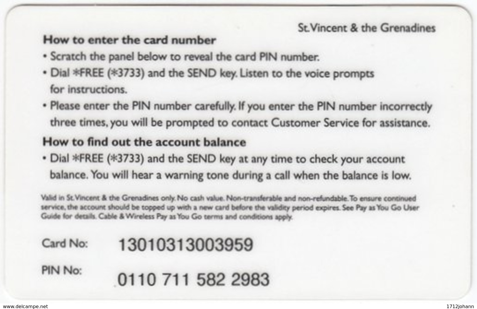 ST. VINCENT & GRENADINES A-092 Prepaid Cable & Wireless - Cartoon, Communication, Mobile Phone - Used - Saint-Vincent-et-les-Grenadines