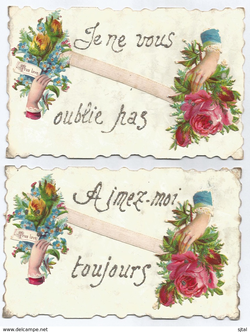 2 Cartes 1907 - Inscription Dorée - Aimez-moi / Je Ne Vous Oublie Pas - Autres & Non Classés