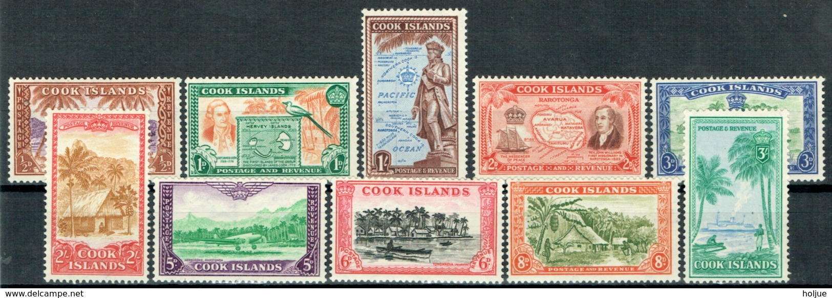 Cookinseln 1949 Freimarken Michel 78 - 87 MNH - Islas Cook
